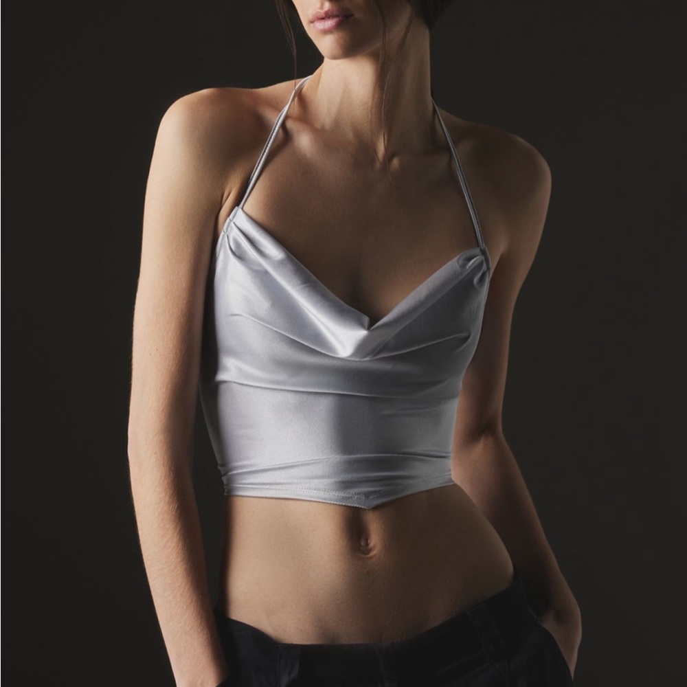 Urban Outfitters Silence + Noise Simone Metallic Cowl Neck Halter Top size M NW